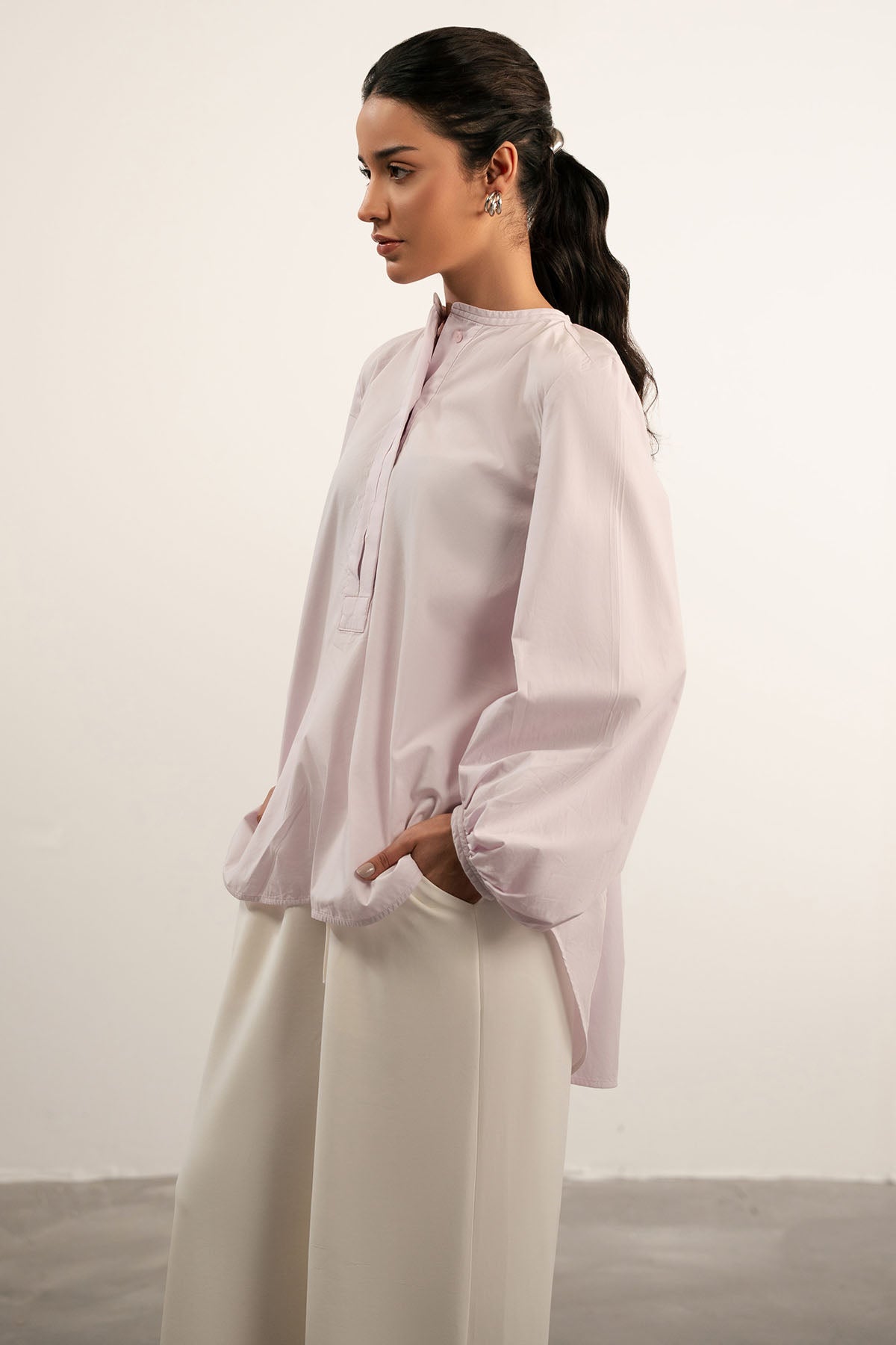 BALLOON SLEEVE POPLIN SHIRT