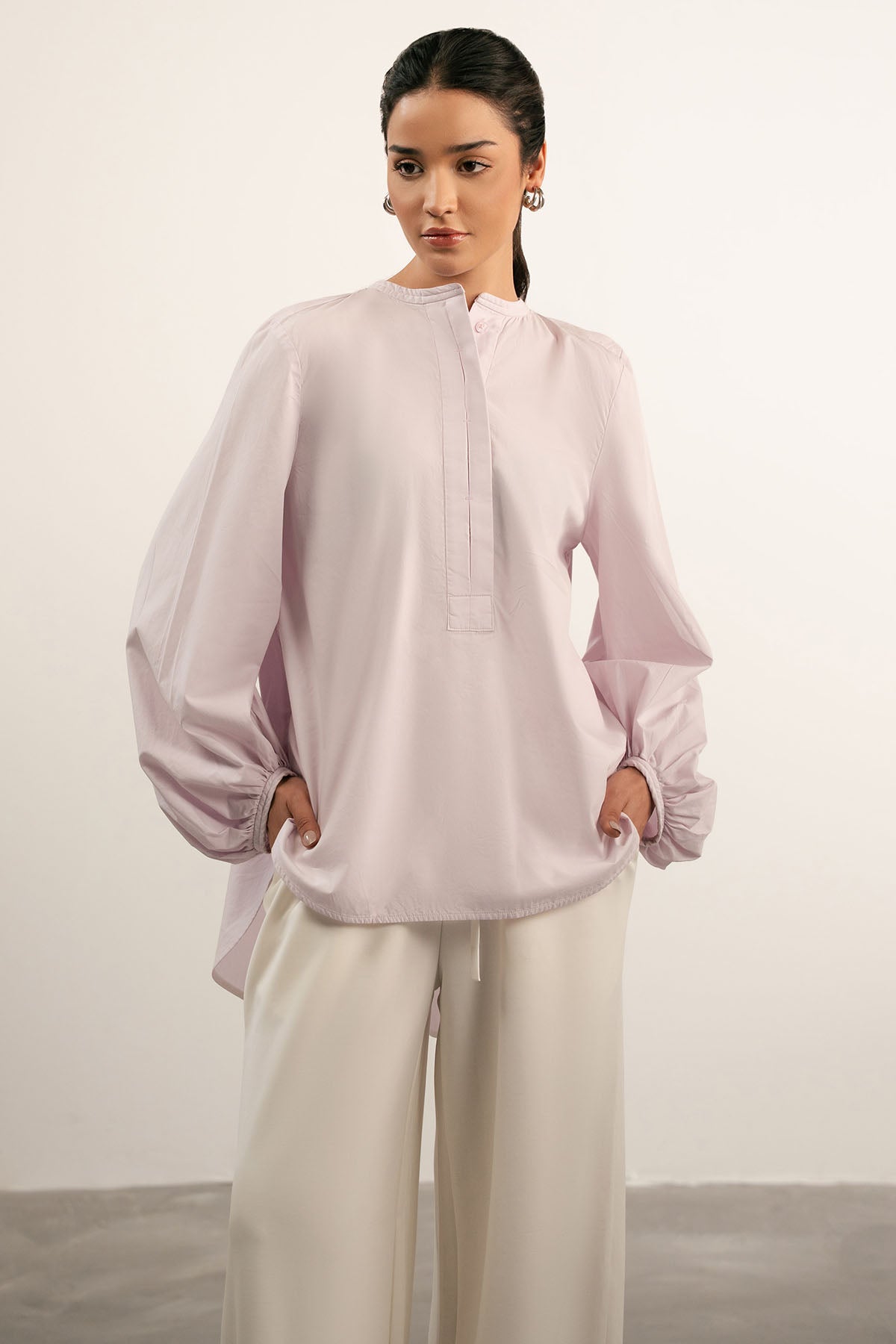 BALLOON SLEEVE POPLIN SHIRT