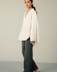 V-NECK POPLIN SHIRT