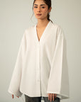 V-NECK POPLIN SHIRT