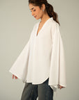 V-NECK POPLIN SHIRT