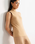 TAN MOCK NECK SWEATER - KNIT WEAR