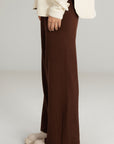 BROWN WIDE LEG PANTS - KNIT WEAR